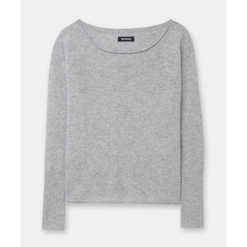 NAADAM Cashmere Boatneck Sweater, Cement, 1X