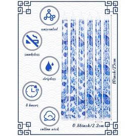 Conelist 12 Pack Chinoiserie Taper Candles Blue and White Willow Decorative Taper Candles Bulk for Coworkers Home Decoration Wedding Women(12 Inch)