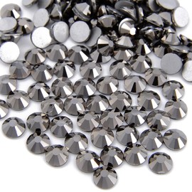 NCB NCB 2000pcs Flatback Round Glass Nail Art Rhinestones Crystal for DIY Making Accessories Shoes, Clothes, Face Art, Bags, Manicure (Jet Hematite, SS12 2000pcs)