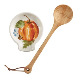 Mud Pie Gather Spoon Rest Set, Dish 5" Dia 12"
