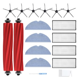 Laukowind Laukowind 18er-Set Ersatz Zubeh?r f1r Roborock S7/S7 Plus/S7 MaxV/Pro Ultra Saugroboter C 2x Hauptb1rste 4x Filter 4x Wischt1cher 6x Seitenb1rsten 1x B1rstenreinigungswerkzeug 1x Schraubendreher