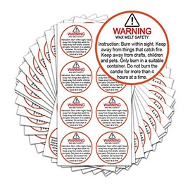 Candle Warning Stickers, 1.5" Round Label,Sticker Decal for Candle Jars, Tins and Votives Candle Jar Container Labels Wax Melting Safety Stickers-504 Labels per Package