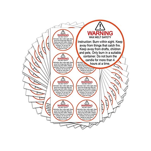 Candle Warning Stickers, 1.5" Round Label,Sticker Decal for Candle Jars,