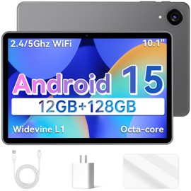 ECOPAD Android 15 Tablet, 10.1 Inch Tablets with Octa-core Processor,HD IPS Screen, 12GB RAM+128GB ROM, Support 1TB Expansion, Dual Band WiFi, BT 5.0,18W Fast Charge and Long-Lasting Battery,Black
