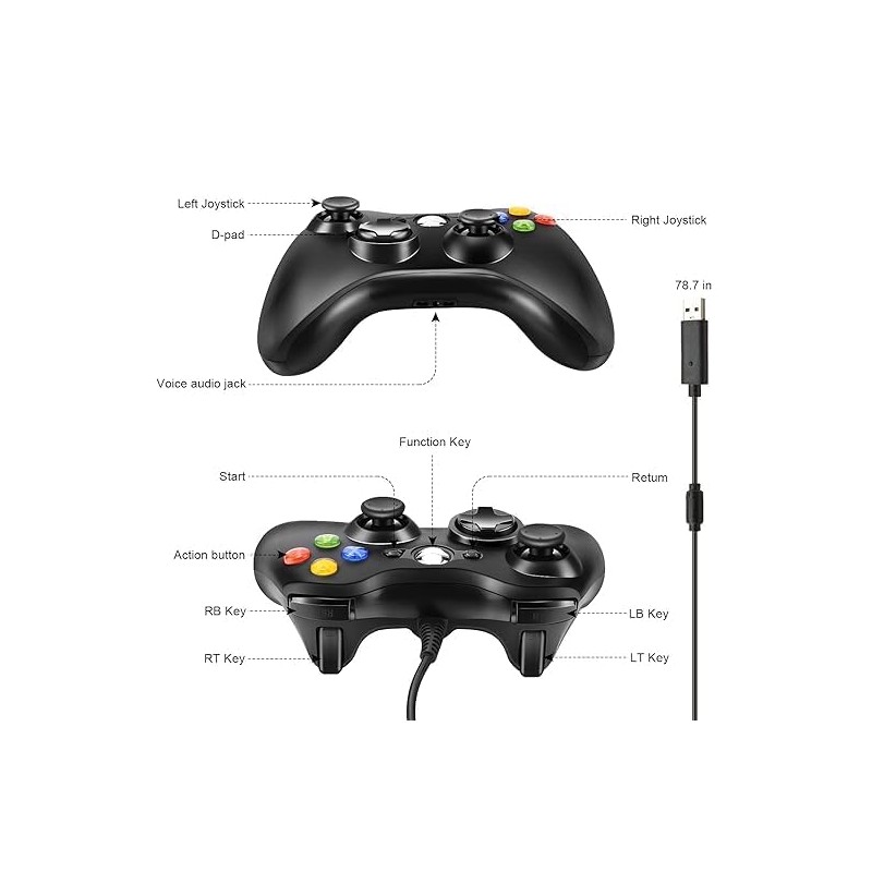 Gezimetie Wired Controller for 360, PC Game Controller for 360