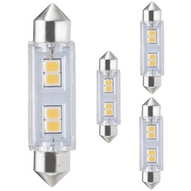 Diodesy- Xenon Festoon Light Bulb T3 for Undercabinet Car Interior Kitchen Marine Boat Ceiling Pack of 4 12V 3000K Soft White 0.8W (20W Equivalent) 55 Lumen Energy Efficient Mini Clear Bulb ETL Listed