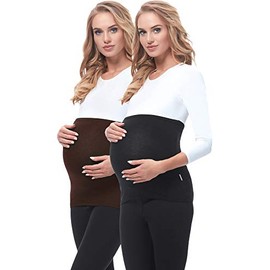 Be Mammy Maternity Belly Band 169 2 Pack (Black/Brown, 36/38)