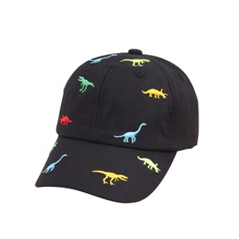 Tidyworm Baseball Cap, Kids Sun Hat, Cute, Dinosaur Embroidery, Cap, Breathable, UV Protection, UV Protection, Wide Brim Hat, Adjustable, For Girls, Boys, Kindergarten, School, Outdoor, Sports, Black
