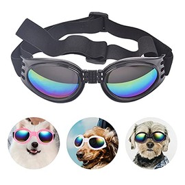 JIABEIUS JIABEIUS Dog Goggles Dog Sunglasses, Dog Glasses Windproof Puppy Goggles Anti-Fog UV Protection Sun Glasses for Cat&Small Dogs (Black)