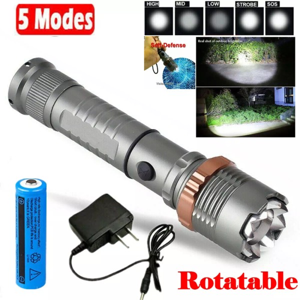 99000000 Lumens Super Bright LED Tactical Flashlight Rechargeable LED Work