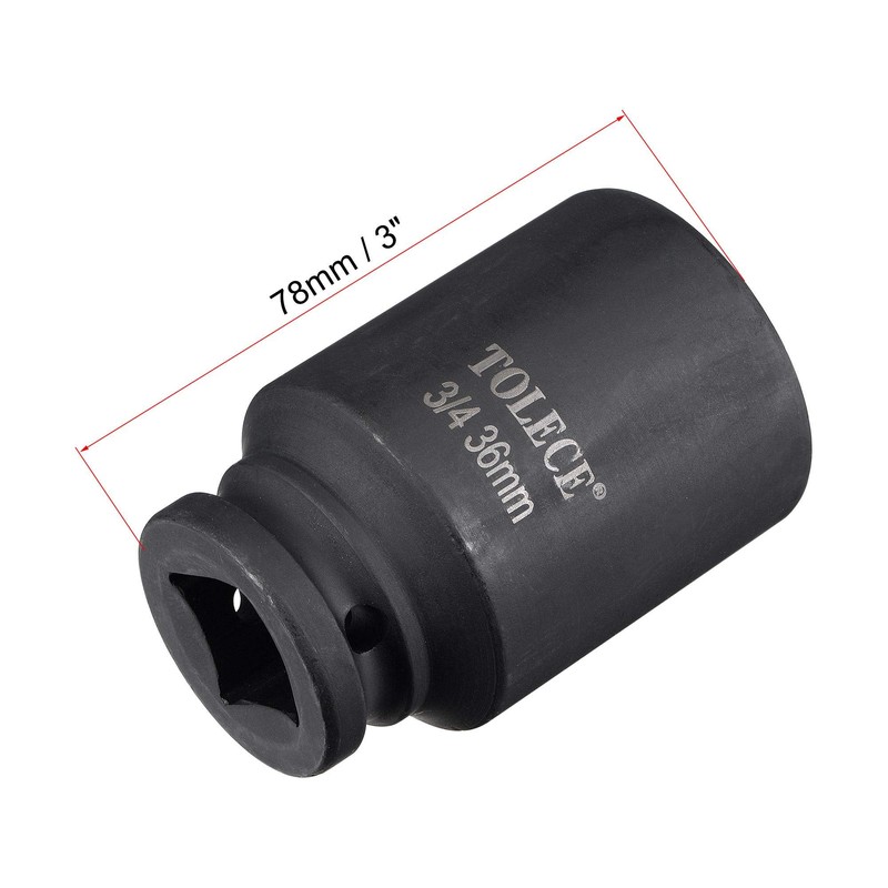 sourcing map 3/4-Inch Drive 36mm 12-Point Deep Impact Socket, CR-MO