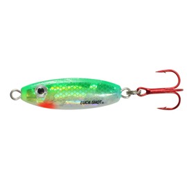 Northland Tackle Buck-Shot Ice Fishing Rattle Spoon, Super-Glo Perch, 3/8 Oz, 1/Cd
