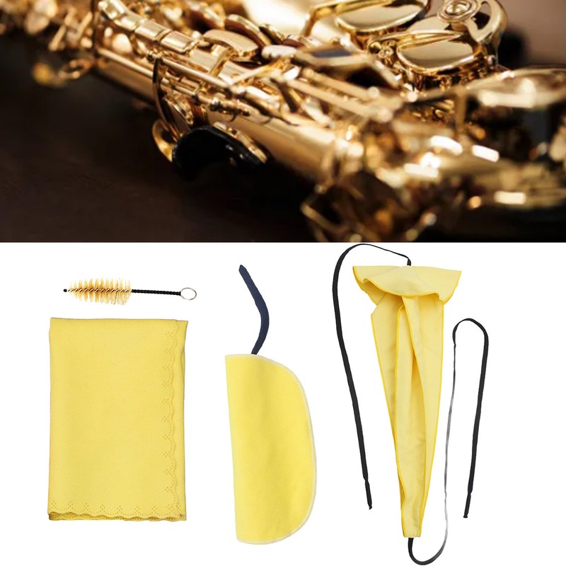 4Pcs Sax Mouthpiece Brush Kit Lightweight Portable Reliable Wiping Cloth