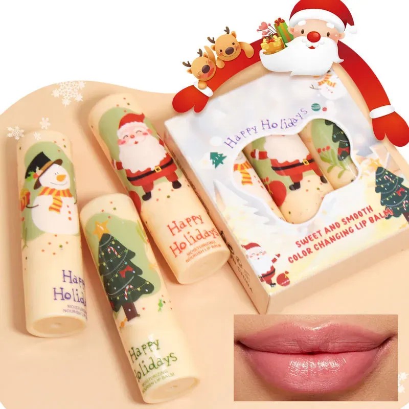 Lápiz Labial Navideño Que Cambia De Color, Paquete De 3