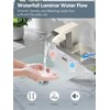 Cobbe Waterfall Bathroom Faucets 3 Hole, Brushed Nickel Bathroom Sink