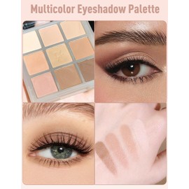 Wugbc 9 Colors Eyeshadow Palette Matte Eye Shadow Smooth Powder Nude Beige Brown Lightweight Blendable Highly Pigmented Natural Neutral Eyeshadow Palette Long Lasting Daily Shades with Brush