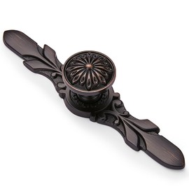 YCSJ Round Kitchen Cabinet Oil Rubbed Bronze Knobs with Plates - 10 Pack (1-1/5” Knob and 5-4/5” Plate), Rustic Style for Bathroom Hardwares, Decorative Bedroom Drawer Pulls