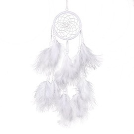 Jrancc Dreamcatcher DIY Handmade Feathers 55cm White for Bedroom Home Decoration