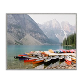 Stupell Industries Cliffside Canoe Dock Framed Giclee Art Design by Justine Milton