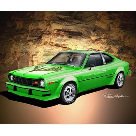 Automotive Art Prints 1974 AMC HORNET AMX - LIME GREEN - size 16 X 20