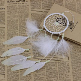 Luminous Dream Catcher,Manual Feather Hanging Decor Dream Catcher For Car Kids Bed Room Wall Hanging Decoration Decor Ornament Craft,Dia 4.3inch/11cm (Type 2)