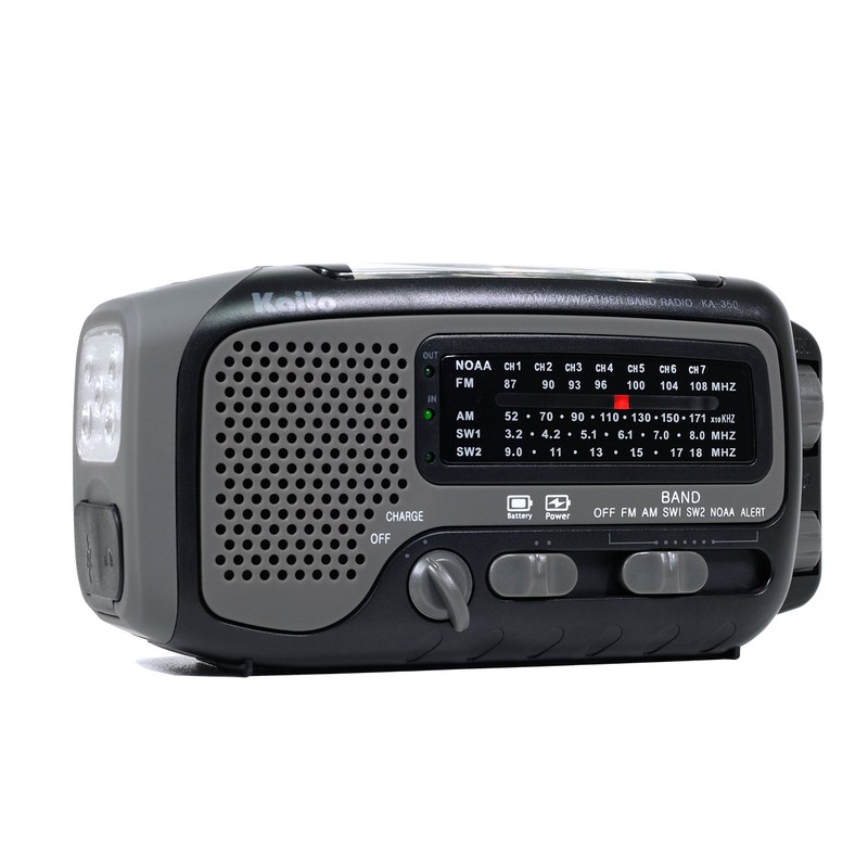 Kaito KA350GY Voyager Trek Solar/Crank AM/FM/SW NOAA Weather Radio with