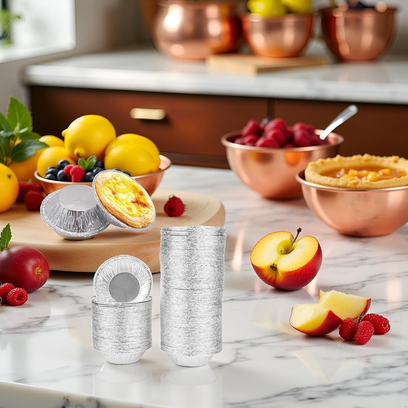 XYSRXWY 50PCS Silver Mini Pie Tins, Round Tart Pie Foil