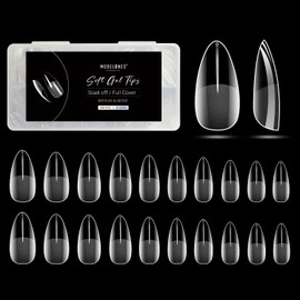 Modelones Nail Tips, 500Pcs Medium Almond Acrylic Fake Nails Press on Nails Short - shaped Half Matte Full Cover False Nails No Filed Stronger Adhesion Nail Tips for Gel Nails for Nail Extension Nail Art DIY Salon, 10 Sizes