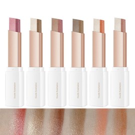 6 Pcs Double Colors Eyeshadow Stick Set - Rotating Upgraded Glitter Gradient Long Lasting Waterproof Shimmer Cream Eyeshadow