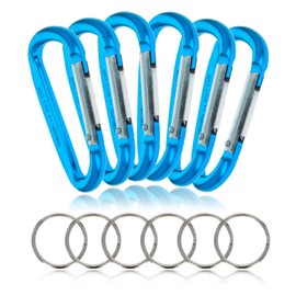 ASR Outdoor 6-Pack Extra Small Aluminum Carabiner Non-Locking Spring Clip Keychain, Blue 1 inch