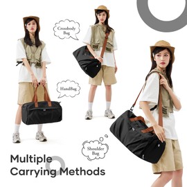 Women's Sports Duffel Bag, Sports Bag with Shoe Compartment & Wet Compartment, Waterproof Overnight Bag, Lightweight Sports Bag, Hand Luggage Bag for Men, Weekend Training, Yoga, Hiking, A9 Black with