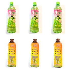 3 Pack Gudao Plum Green Tea 20.3 Fl Oz Each AND 3 Pack Hung Fook Tong Xia Ku Cao Common Selfheal Fruit-Spike Drink 17 Fl Oz Each