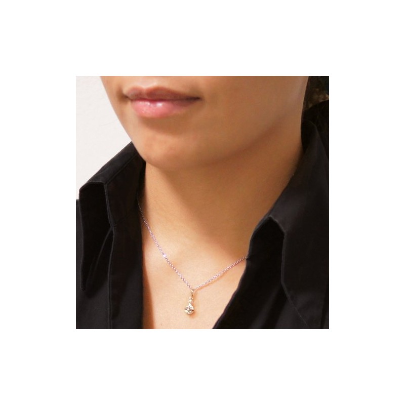 Pendant Necklace with Zirconia on Saturn Inspired Cross Silver Gold,