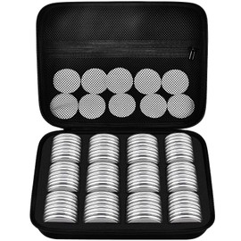 PAIYULE 96 Pieces 46mm Coin Capsules, with Foam Gasket and Plastic Storage Organizer Box, 6 Sizes (20/25/27/30/38/46mm) Coins Collector Case Holder for Coin Collection Supplies (White)