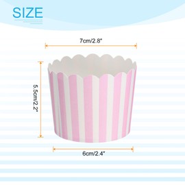 sourcing map 150Pcs Paper Baking Cups 6oz Greaseproof Disposable Bulk Cupcake Muffins Liners Cases Wrappers for Wedding Birthday Graduation, Pinstripe Pink