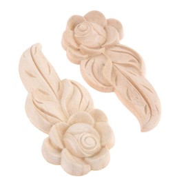 MUXSAM 4-Pack Wood Appliques Carved Onlay for Furniture(Style B:19x5.5cm/7.48"x2.17"), Corner Decal Rose Pattern Decoration Ornamental for Cabinet Bed Dresser Window Door