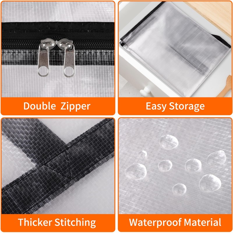 TasticTotes 6 Pack Clear Storage Bags for Comforter, Clothes &