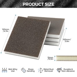 STEBRUAM 6 Pieces Sanding Sponges, 220 Grits Specifications Sanding Pads for DIY sanding tools,metal polishing,wood polishing, car polishing