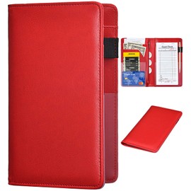 Server Books for Waitress - Leather Waiter Book Server Wallet with Zipper Pocket, Cute Waitress Book&Waitstaff Organizer with Money Pocket Fit Server Apron（Classic Red）