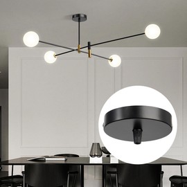 UVKDEENK 2 Packs Light Canopy Kit, Chandelier Ceiling Light Fixture Cover Plate, Ceiling Light Kit with All Mounting Hardware for Pendant Lighting Fixtures (Black, 12cm)