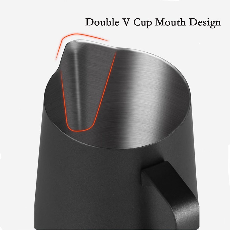 Milk Frothing Pitcher 20oz/600ml, Stainless Steel Espresso Steaming Pitcher Milk