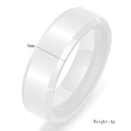 HIJONES Men's Women's Simple Bevel Wedding Ceramic Ring, Ceramic
