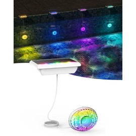 MOFOYEAH Solar Pool Lights for Inground Pools Waterproof with Remote, Outdoor Solar Lights, RGB 16 Colors Changing Submersible LED Pool Lights for Above Ground Pools Accessories, Pond, Garden (White)