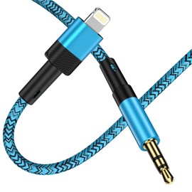 Lightning to 3.5mm Audio Cable, Conversion Cable, Aux Cable, 3.5mm Male Cable, Lightning Heavy Duty Nylon Braid, Hi-Fi Sound Quality, Cord, Compatible with Headphones, iPods, iPhones, iPads, Home