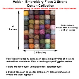 Valdani Embroidery Floss 3-Strand Cotton Hand-Dyed 48-Ball Basics Flare Collection 2 (3SF-BasicFlare2) with Seam Ripper and Needle Threader