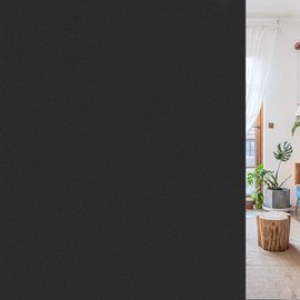 DIFIT Blackout Window Film, Black Frosted Window Privacy Film, Light Blocking Room Darkening Window Tint for Day Sleep, Static Cling Anti UV Window Cover for Home Office (17.4 x 78.7 inches)