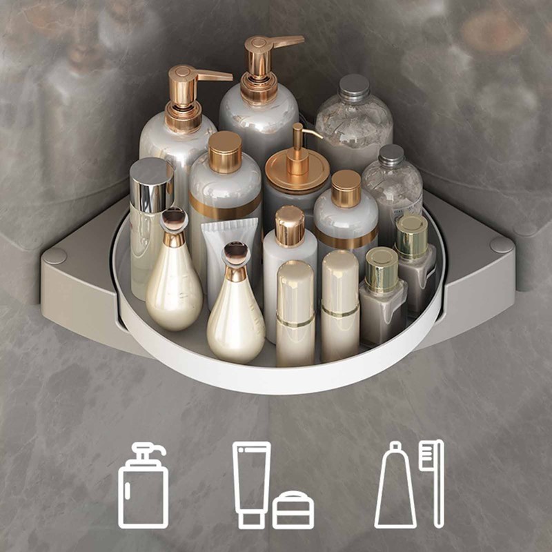 Shower Caddy Corner Rotate Wall Mount Easy Install Modern Plastic