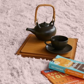 Signature Loom Fluffy Shaggy Area Rug 8x10 – Soft Fuzzy Velvet Rugs for Girls Bedroom – Shaggy Carpet for Kids Room with Non-Slip Bottom – Soft Fluffy Throw Rug Indoor Living Room Carpet, Pink