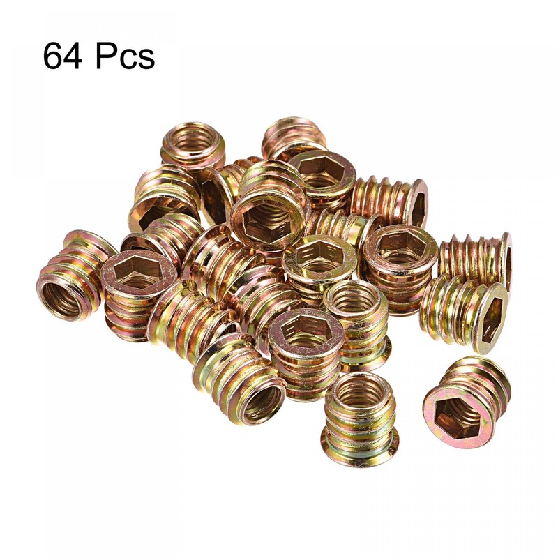 sourcing map M8x13mm Threaded Inserts for Wood Hex Socket Drive