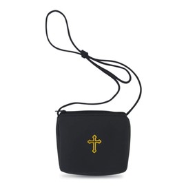 VILLAGE GIFT IMPORTERS 4" Large Black Burse | Perfect for Pyx Travel and Communions | Holds Most Single Pyxes | Christian Home Goods, Black, Regular